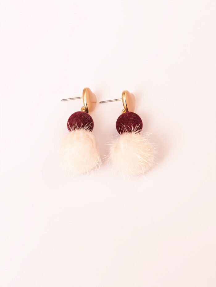 Two Tone Pompom Earrings