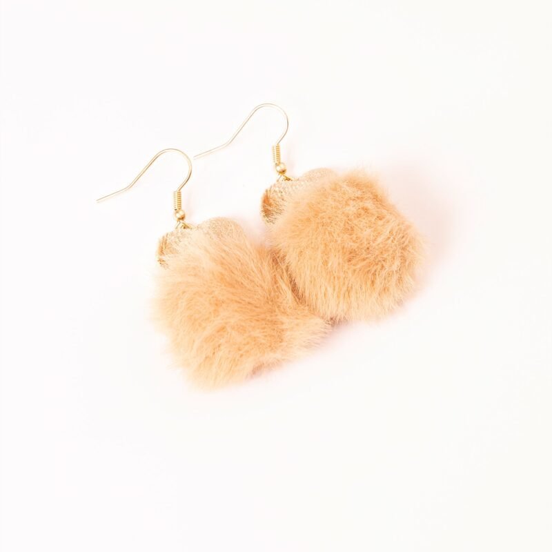 Heart Pompom Drop Earrings