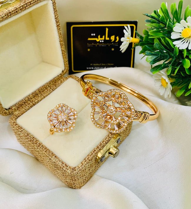 Zircon Kara & Ring-04 (Golden)
